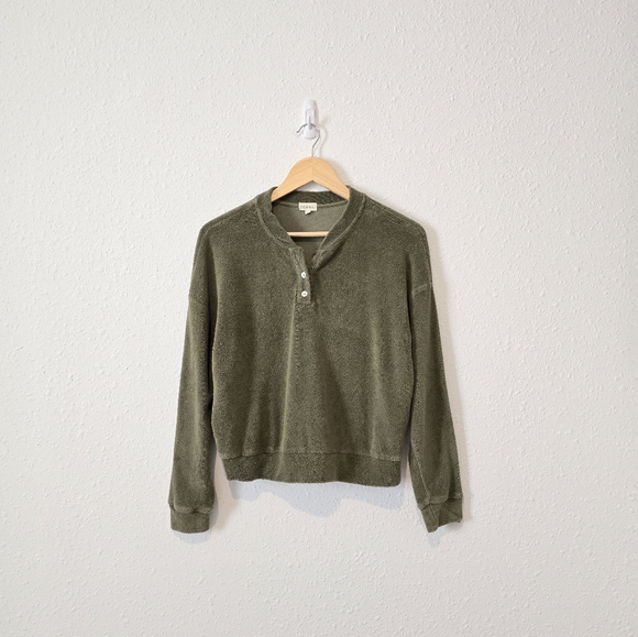 Donni Green Terry Henley Sweater XS - Picture 2 of 7